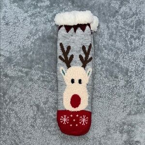 NWOT Reindeer Sherpa Lined Slipper Socks